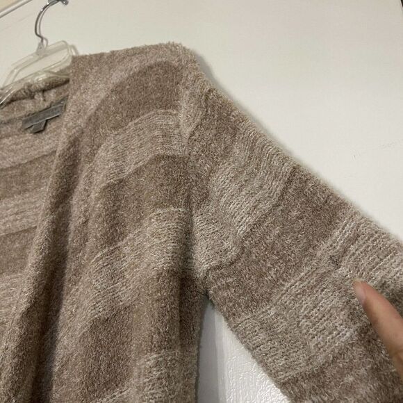 Barefoot dreams tan beige cozy chic light island stripe cardigan size Small/med - Picture 6 of 6
